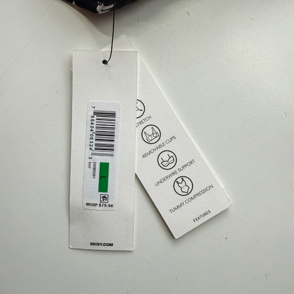 DKNY Womens Spotted Ruffle V Neck One Piece Bathing Swimsuit Large - Picture 6 of 9